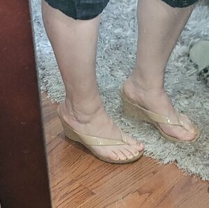 Style & Co. Thong Wedges, Tan, Size 8